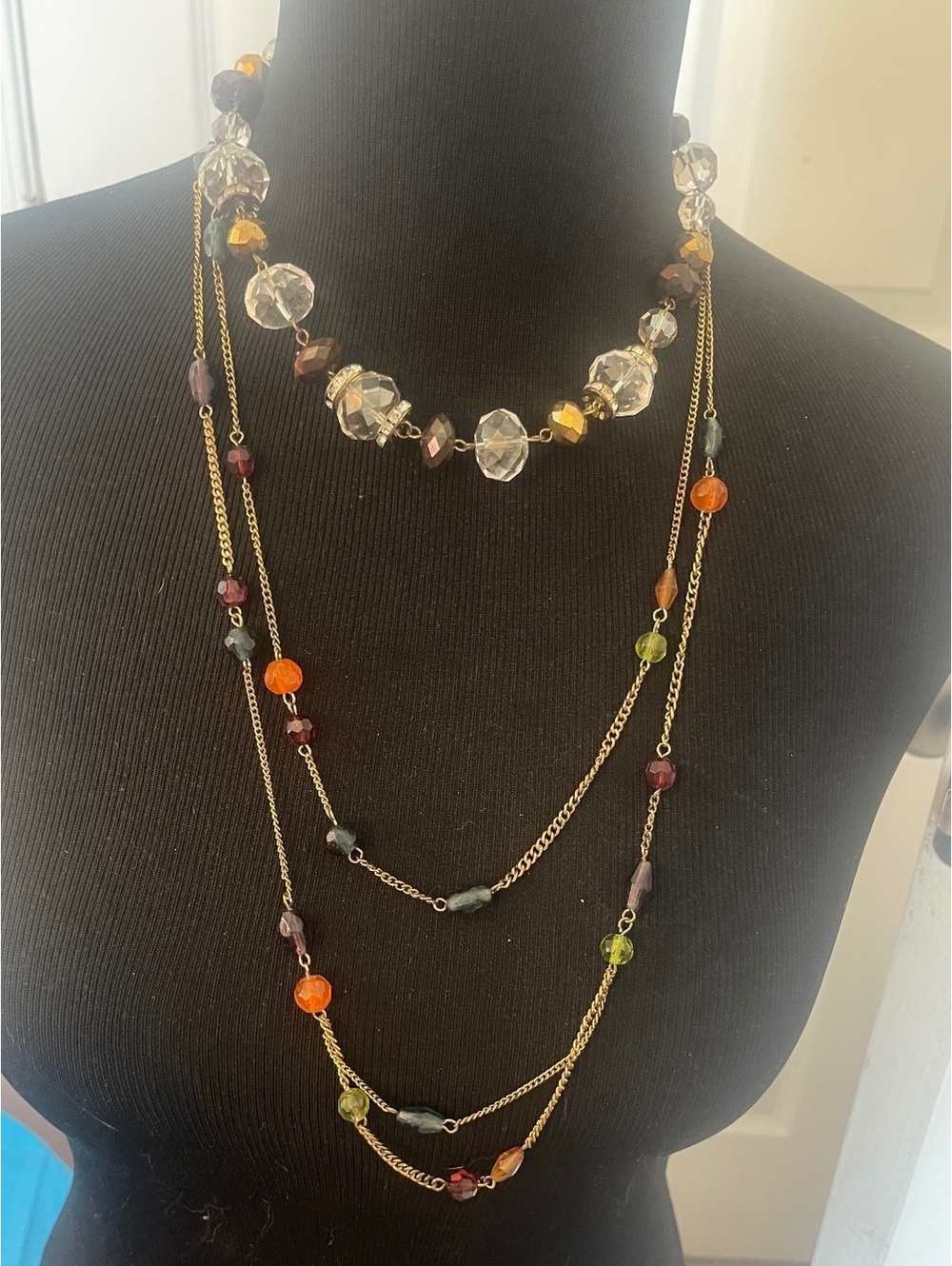Vintage 2 Pc Necklace Lot Includes 1 Liz Claiborne Crystal & 1 Unbranded